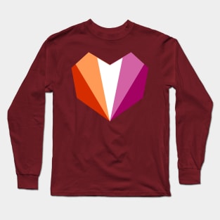 Lesbian Flag (5-Stripes) Geometric Heart Long Sleeve T-Shirt